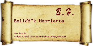 Bellák Henrietta névjegykártya